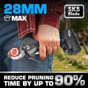 SWANSOFT PRU28 SE Forbici Elettriche da Potatura Senza Fili 28mm 850W, Cesoie a Batteria per Rami da Giardino, Utensile Elettrico