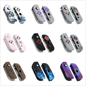eXtremeRate Custodia a conchiglia per controller con motivi personalizzati con set completo di pulsanti per interruttore NS JoyCon e Joycon OLED – venature del legno