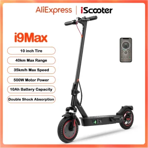 IScooter i9Max 10in Scooter elettrico Max Motor 500W Scooter a doppio assorbimento degli urti per Scooter per pneumatici a nido d’ape per adulti 35 KM/H 10Ah