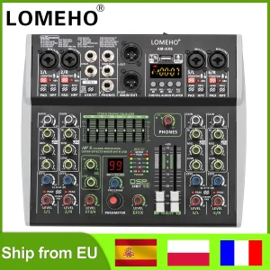 LOMEHO Mini mixer audio a 6 canali 99 DSP 48V 7 bande EQ Console di missaggio audio USB compatibile con Bluetooth Riproduzione PC Registra AM-AX6
