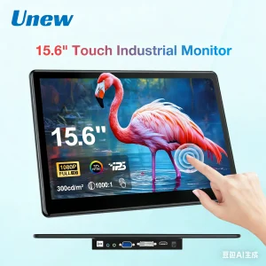 Unew Touchscreen da 15.6 pollici 1080P IPS Altoparlanti Industriali con 75*75 VESA HDMI DVI VGA Per Raspberry Pi Laptop PC Phone