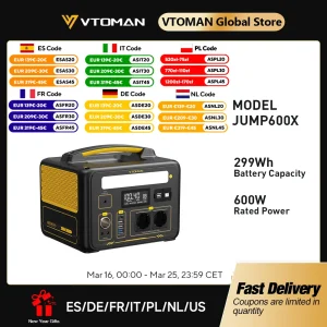 VTOMAN JUMP 600X Centrale elettrica portatile 299Wh Generatore solare LiFePO4 1200W Peak Powerstation Backup di emergenza