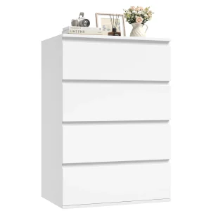 Getone cassettiera per camera da letto, mobiletto bianco con 4 cassetti, cassettiera per camera da letto, mobili per soggiorno, corridoio, 60x40x80 cm