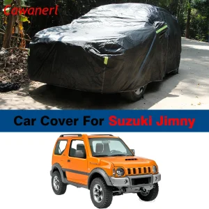 Copertura auto nera completa per Suzuki Jimny 1998-2023 impermeabile Outdoor Sun UV Rain Snow Ice copertura antigraffio antivento