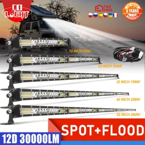 CO LIGHT Super Slim 12V 24V Off Road Barra LED Spot Flood Combo Barra luminosa a LED/Luce da lavoro 30000LM per camion Barca 4×4 SUV Car Barra
