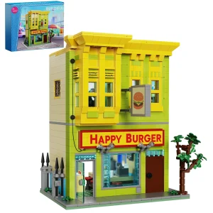 BuildMOC Burgers Store Building Block Set Idee Bob Movie Street View Modello Giocattoli Regali per bambini (1018 pezzi)
