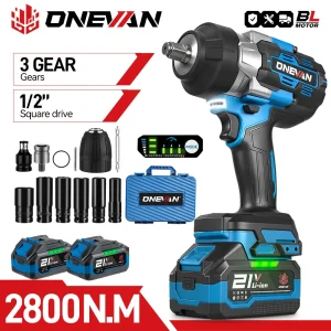 ONEVAN 2800N.M Torque Brushless Elettrico Impact Wrench 5 Velocità Cordless Chiave Cacciavite Strumento di Potere Per Makita 18V Batteria Spille