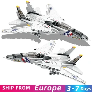 Set di Costruzioni Aereo Militare F-14 Tomcat da 1443 Pezzi, Modello di Caccia da Portaerei, Giocattoli Fai-da-Te per Bambini, Regali di Compleanno