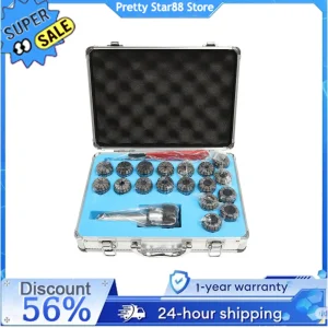 Set di 18 Pinze ER32 MT3 per Fresatrice con Scatola, in Lega di Alluminio e Acciaio a Molla per Fissaggio di Punte/Frese