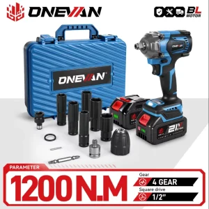 ONEVAN 1200Nm Brushless Avvitatore Elettrico Avvitatore a batteria Presa Ricaricabile 1/2 Pollici Strumento di Potere Per Makita 18V Batteria Spille