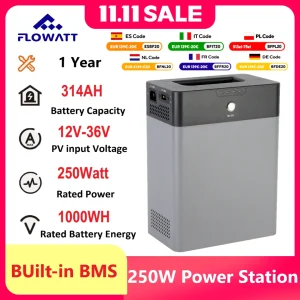 PowMr Portable Power Station 1KWH LiFePO4 batteria con ingresso fotovoltaico da 250W 12V/24V/36V 314Ah generatore solare per feste in giardino all’aperto