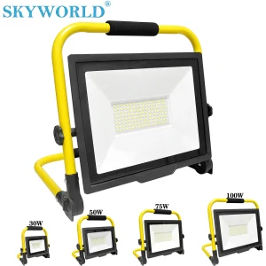 SKYWORLD Lampada da lavoro a LED portatile 30-200W, luci di inondazione a LED 6000K Cavo da 3M 10FT con spina Proiettore portatile regolabile 110V 220V