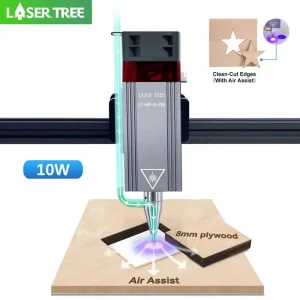 LASER TREE Modulo laser 5W 10W con testa per incisione laser Air Assist 450nm Testa laser a luce blu per utensili da taglio laser CNC
