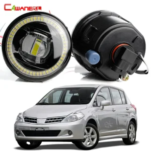 Cawanerl Auto LED Fendinebbia Angel Eye DRL Lampada di marcia diurna H11 Per Nissan Tiida Latio Versa Hatchback C11x 2007-2012