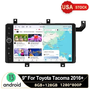 Autoradio Joying 9″ 1280*800 con touchscreen, stereo, GPS, navigazione, Carplay e Android Auto per Toyota Tacoma dal 2016 in poi