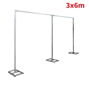Kit di tubi per supporto per sfondo per festa di nozze da 10×20 piedi, sistema di supporto per sfondo fotografico resistente, cornice per tende, arco per matrimonio, argento