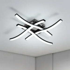 Plafoniera a LED, lampada da soffitto moderna a LED da 24 W, plafoniera dal design ondulato a luce bianca fredda 6500 K con 4 tubi luminosi
