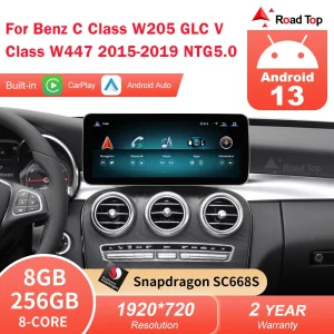 Android 13 Touch Screen per Mercedes-Benz classe C GLC W205 V classe W447 2015-2018 Radio navigazione GPS Bluetooth WiFi unità principale