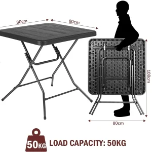 Tavolo da giardino impermeabile, tavolo pieghevole 80*80*74 cm, tavolo da balcone con struttura in acciaio, HDPE addensato, per feste, cucina, soggiorno
