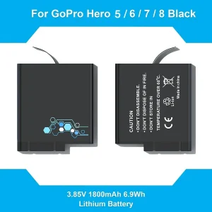 Batteria da 1800 mAh PER GoPro o USB Caricatore con display accurato per GoPro Hero8 Hero7 Hero6 Hero5 Nero per accessorio fotocamera Go Pro