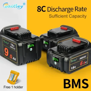 Batteria Waitley per utensili elettrici da 18V 20V, sostituisce le batterie originali della serie DCB200, accessori batterie al litio ricaricabili