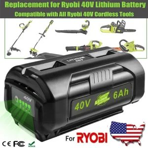 Per Ryobi 40V 6.0Ah ad alta capacità OP4026 40 Volt OP40501 OP40401 Batteria al litio per ryobi 36v