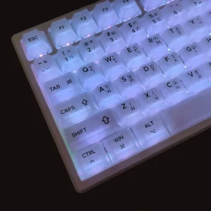 MAIMOOO【Thai/Russo/Coreano】Keycap Bianco Latte Opaco Trasparente PC CHERRY per Switch 87/104/108 122 tasti AR Keycap