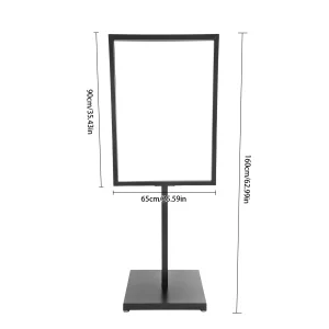Supporto per cartelli Porta poster da 160 cm, da terra, in metallo, nero