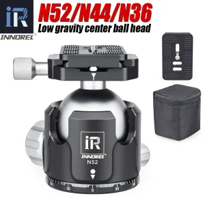 N52/N44/N36 Testa a sfera per treppiede con centro a basso gravità Doppio tacca a U Testa a sfera panoramica a sfera ultra-bassa con piastra a sgancio rapido