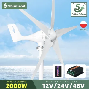 Generatore Eolico 2000W 2kW Orizzontale 24V 12V Dinamo Magnetica ad Alta Potenza Energia Gratuita Uscita Inverter 220V per Casa