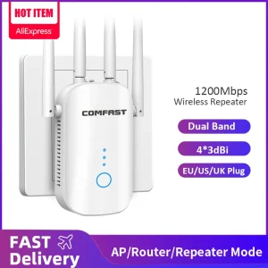 Comfast 1200Mbps Ripetitore WiFi Wireless Booster Dual Band 2.4G/5GHz Amplificatore di Segnale WiFi Extender Router Ripetitore WiFi di Rete