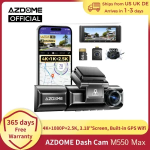 AZDOME 4K Dash Cam M550 Max GPS integrato Wifi Camera Car DVR 3.18 “schermo visione notturna 24H supporto per Monitor di parcheggio camma posteriore