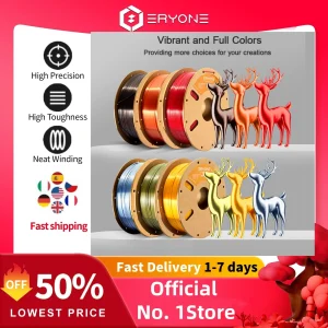 ERYONE 1/5/10KG Filamento PLA Premium Ultra Silk 1,75mm Stampa 3D, multicolore disponibile, filamento pla di seta, 1KG/bobina