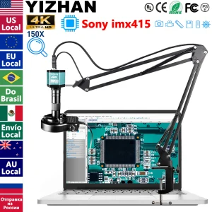 Microscopio digitale 4K Microscopio da 48 MP per elettronica USB-C Telecamere industriali HDMI 1-150X Zoom C-Mount Lente Telefono Pcb Saldatura, Spedizione dalla Polonia