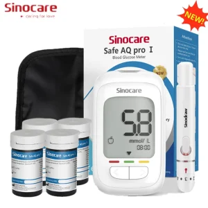 Sinocare Safe AQ pro Ⅰ Misuratore di Glucosio Nel Sangue Glucometro Kit Diabete Tester 50/100 Strisce Reattive Lancette Misuratore di Zucchero Nel Sangue Medico