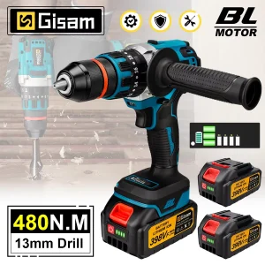 Trapano Avvitatore a Impulsi Elettrico Brushless 18V 13mm 480NM, Avvitatore a Batteria, Utensile Elettrico Fai-da-te per Batteria Makita 18V