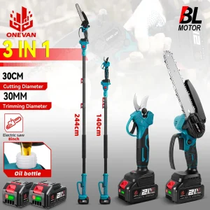 Forbici per sega telescopica elettrica senza spazzole da 8 pollici 3IN1 5500W Strumento per potatura da giardino per motosega ad alto ramo per batteria 21V 18V