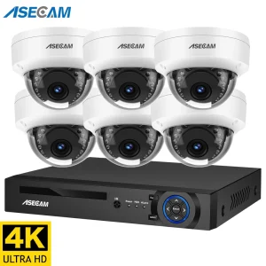 ASECAM 8MP 4K Sistema di telecamere di sicurezza IK10 Kit telecamera CCTV di sorveglianza con cupola POE esterna a prova di esplosione per rilevamento umano Xmeye