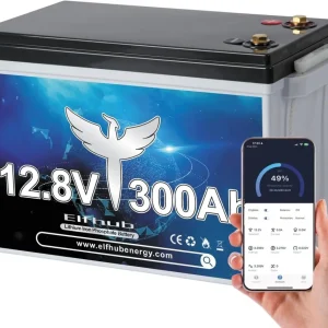 Batteria per auto LiFePO4 12V 300Ah con Bluetooth integrata 200A BMS, batteria al litio a ciclo profondo 3840Wh per camper, rimorchio solare
