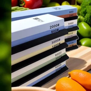 TAIDEA Pietra per affilare Affilacoltelli Pietra per affilare Guida angolare 180-8000 #   Sistema di affilatura da cucina bifacciale base in bambù