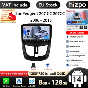9 ”AI Intelligent System Autoradio per Peugeot 207 207CC 2006 – 2015 Wireless CarPlay Android Auto 4G 2 Din 2din Autoradio GPS