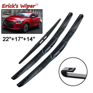 Erick’s Tergicristallo Anteriore e Posteriore Spazzole Tergicristallo Set Per Mazda2 Mazda Demio 2 DJ DL 2014 – 2023 Parabrezza Parabrezza Finestra 22 “+ 17” + 14 “