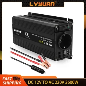 Inverter 12v 220v Inverter solare 500W 1500W 2000W 2600W Trasformatore di tensione portatile Convertitore di caricabatteria automatico Convertitore di potenza per auto