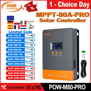 PowMr 80A MPPT Regolatore di carica solare Pannello massimo 160V per 12V 24V 36V 48V Batteria solare Regolatore intelligente Piombo-acido/Litio