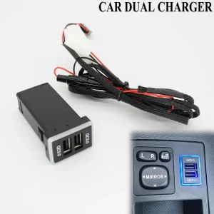 Per Toyota Camry Collora RAV4 Yaris Caricabatteria da auto QC3.0 Doppia porta USB Adattatore di ricarica rapida per telefono Presa LED Luce Auto Styling