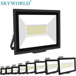 SKYWORLD 10W 20W 30W 50W 75W 100W 150W 200W Luce di inondazione a LED 110V 220V Proiettore Lampada da parete per giardino stradale Illuminazione esterna IP66