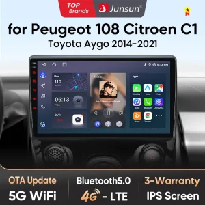 Junsun AI 4G LTE Wireless CarPlay Android Auto Autoradio Per Toyota Aygo 2015 Citroen C1 2020 Peugeot 108 GPS Navi BT DSP RDS FM