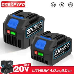 Batteria più grande da 4,0 Ah 6,0 Ah con caricabatterie di ricambio ricaricabile agli ioni di litio per batteria Makita 18 V BL1850 BL1830 BL1860 Chiave