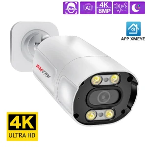 4K H.265 8MP CCTV POE telecamera IP di sicurezza Metal ONVIF TwoWay doppia luce colore Night Street telecamera di videosorveglianza impermeabile