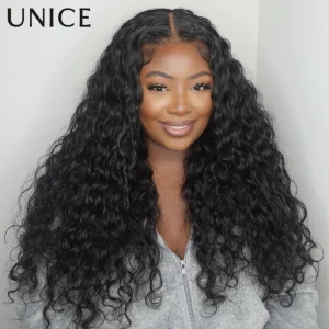 UNice Hair Parrucca per capelli umani con onda d’acqua con coulisse Pre taglio Pre candeggiato 7×5 e 13×4 HD Parrucche senza colla per cuoio capelluto reale Densità del 150%